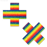 Plus X: Glittering Rainbow Cross Nipple Pasties By Pastease®